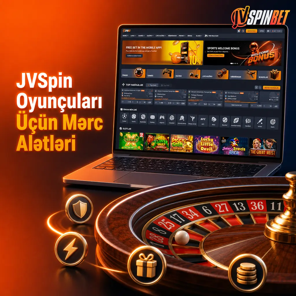 JVSpin platformasında statistika, canlı yayım və keşaut kimi mərc alətlərinin istifadəsini göstərən şəkil
