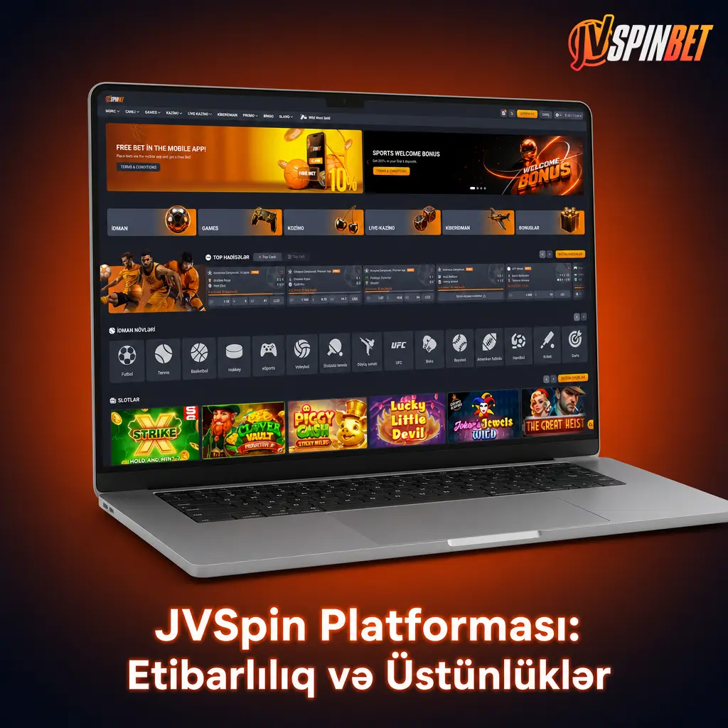JVSpin platformasının etibarlılığı, təhlükəsizliyi və mobil tətbiq üstünlüklərini əks etdirən şəkil