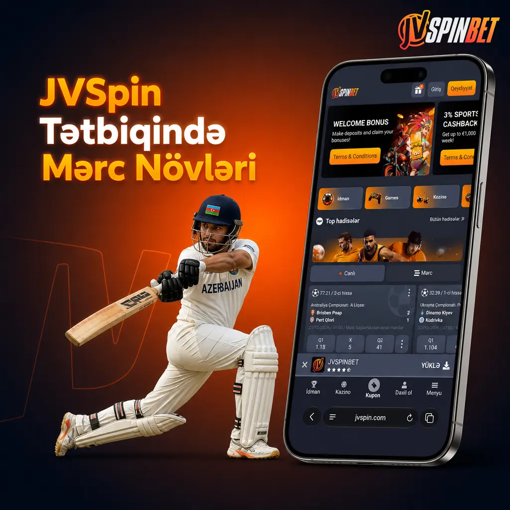 JVSpin tətbiqində mərc növləri: tək, ekspress, sistem, treble və xətt mərci təsvir edilib.